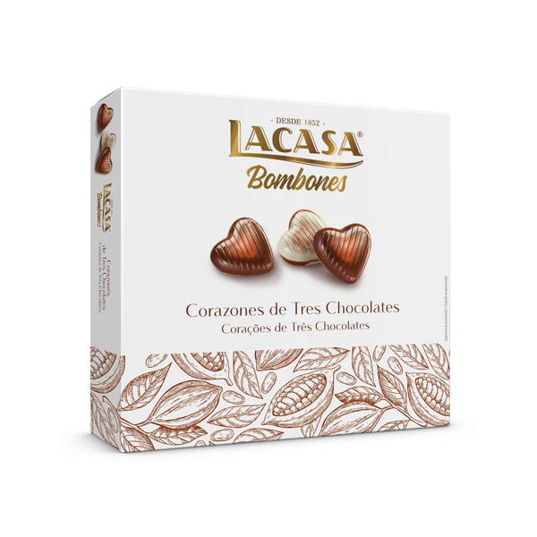 Bombones Corazones de tres chocolates 200 g Lacasa