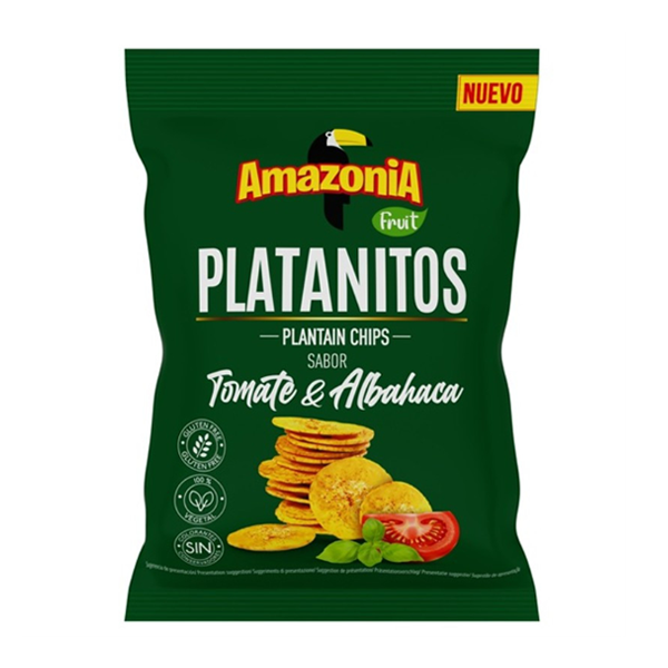 Platanitos Tomate y Albahaca 75 g (15 ud) Amazonia