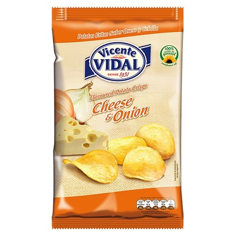 Patatas Queso Y Cebolla 1€ 100g (12 ud) Vicente Vidal