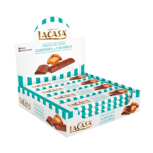 Lacasa Chocolatina Leche Almendra Caramelo 25g