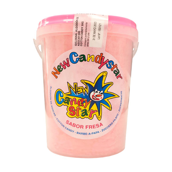 Algodon de azucar fresa 50 g (6 ud) New Candy Star