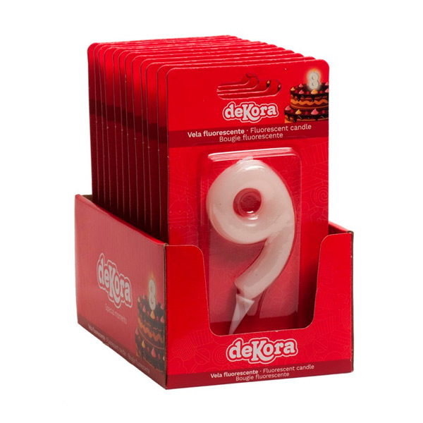 Velas fluorescentes nº 9 12 ud Dekora