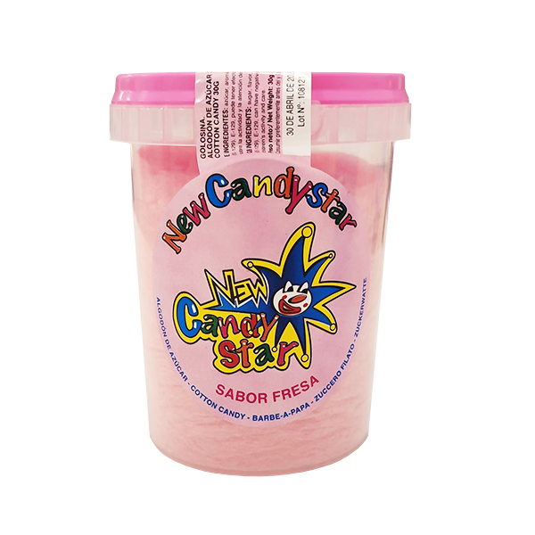 Algodon de azucar fresa 30 g (12 ud) New Candy Star