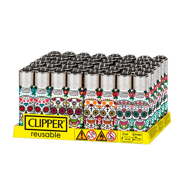 Mechero Mexican Skulls 48 ud Clipper