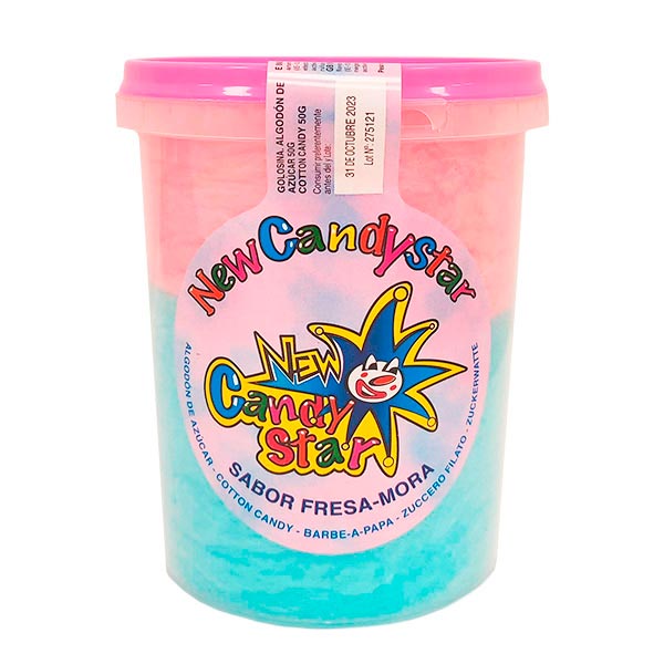 Algodon de azucar fresa-mora 50 g (6 ud) New Candystar
