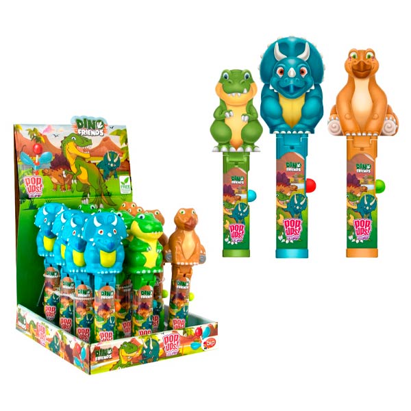 Pop ups lollipop dino&friends 12 ud bip candy