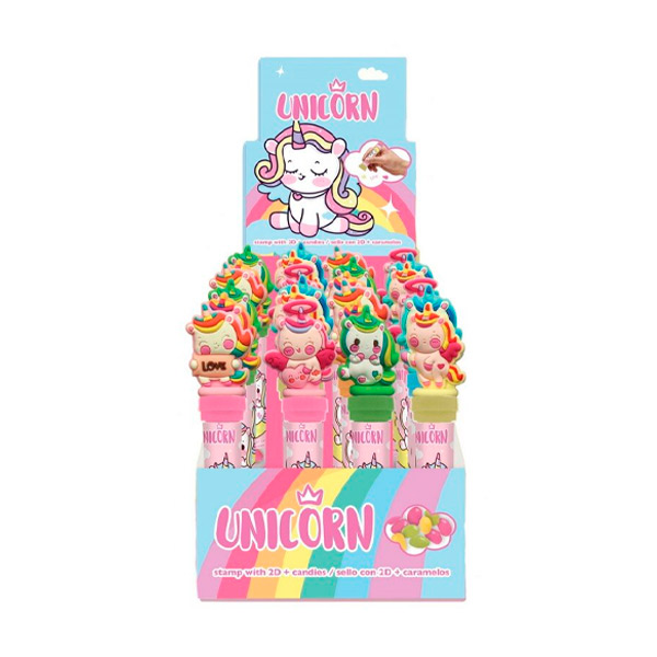 Sello unicornio 2D con caramelo 24 ud Cool Candies