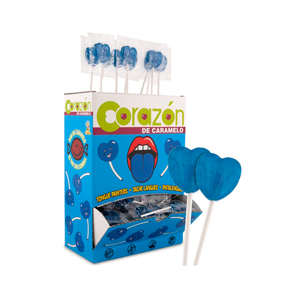 Piruleta de corazón pintalenguas sabor frambuesa de Cerdán 1.400 gr (100 ud)