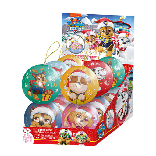 [18435477908945] Bola de Navidad con caramelo Patrulla Canina (12 ud) Simon Coll