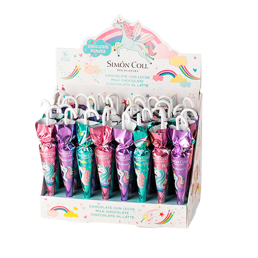 [8413907589417] Sombrilla chocolate Unicornio (32 ud) Simon Coll