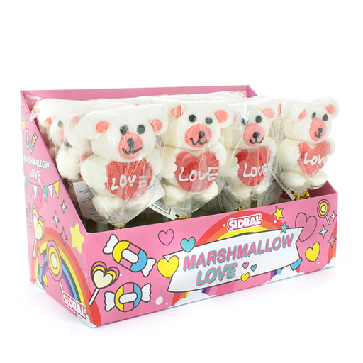 [8431108106868] Pincho Marshmallow Osito y Corazones 50 g (16 ud) Sidral