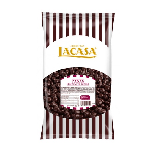 [8410740924177] Pasas de corinto con chocolate bitter 1 kg Lacasa