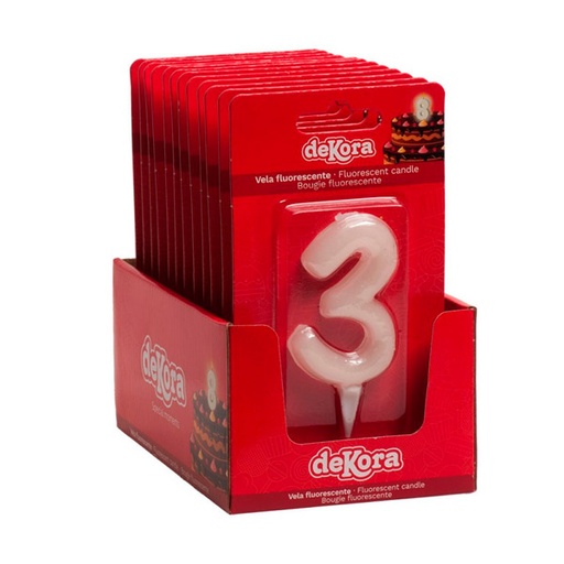 [8435035217496] Velas fluorescentes nº 3 12 ud Dekora