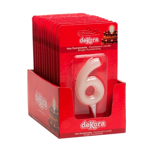[18435035217526] Velas fluorescentes nº 6 12 ud Dekora
