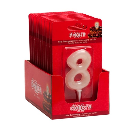 [18435035217540] Velas fluorescentes nº 8 12 ud Dekora
