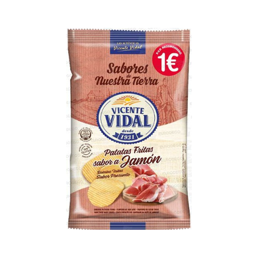 [18410573105030] PATATAS 1 € ONDULADA JAMON 12X100 GR V. VIDAL